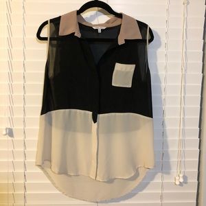 Sleeveless transparent blouse